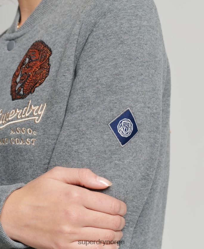 Superdry grå klær 86P46D5881 collegiate bomberjakke i jersey kvinner