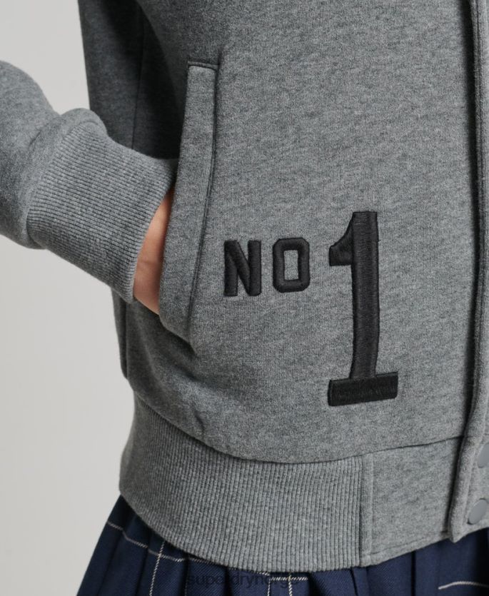 Superdry grå klær 86P46D5881 collegiate bomberjakke i jersey kvinner