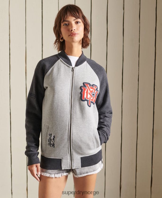 Superdry grå klær 86P46D6039 vintage oversized jersey bomberjakker kvinner