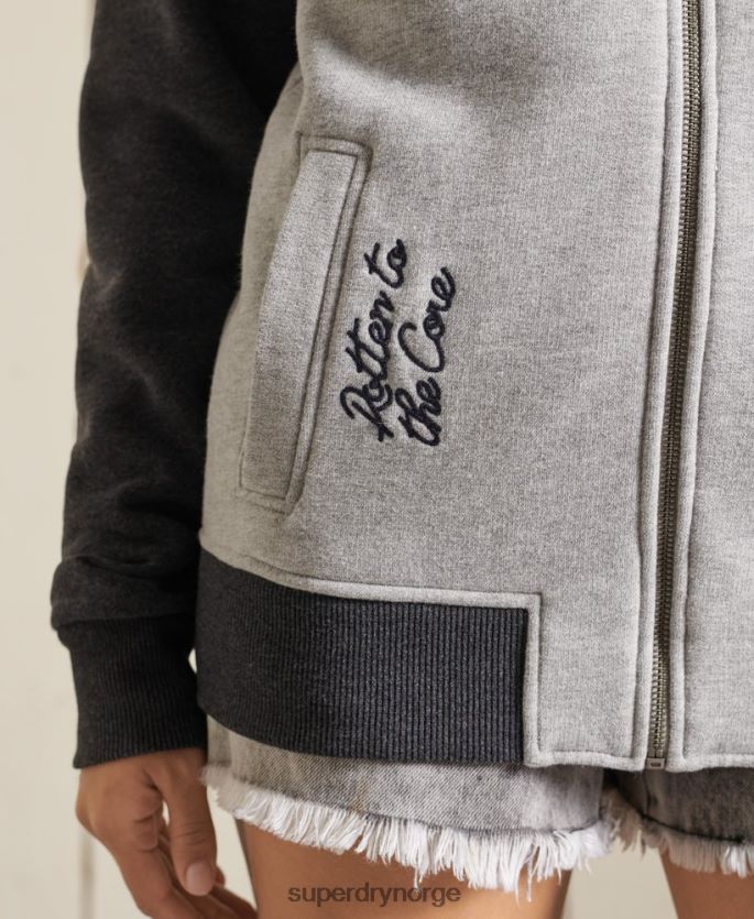 Superdry grå klær 86P46D6039 vintage oversized jersey bomberjakker kvinner