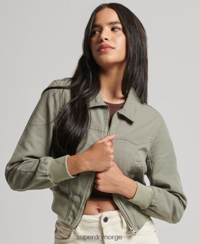 Superdry grønn klær 86P46D1956 indie club canvas jakke kvinner