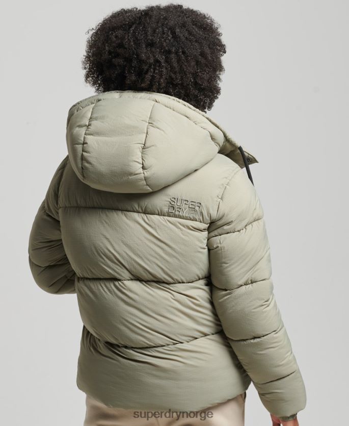 Superdry grønn klær 86P46D3574 ripstop pufferjakke med hette kvinner