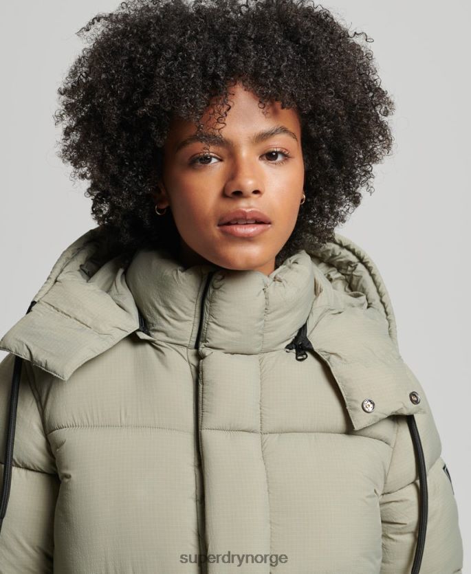 Superdry grønn klær 86P46D3574 ripstop pufferjakke med hette kvinner
