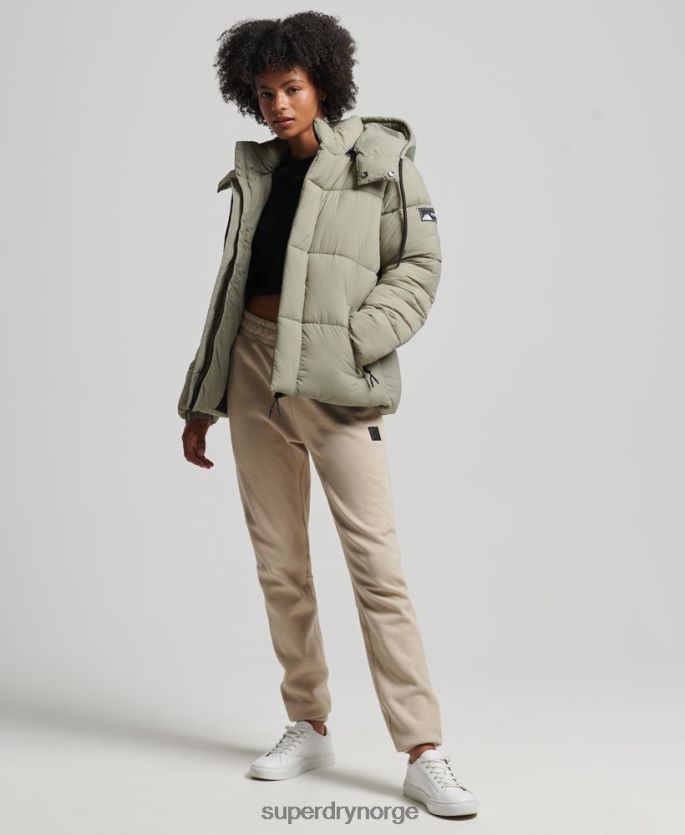 Superdry grønn klær 86P46D3574 ripstop pufferjakke med hette kvinner