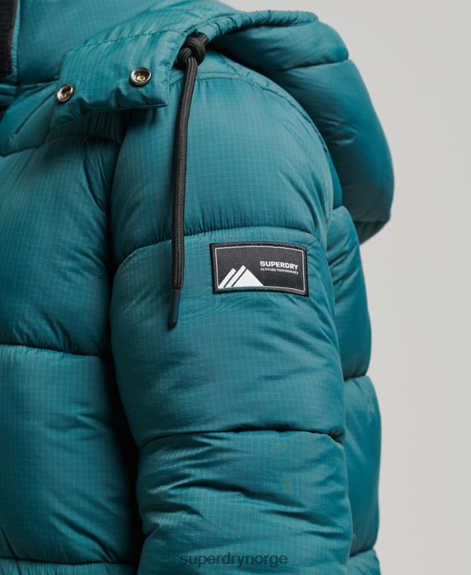 Superdry grønn klær 86P46D3603 ripstop longline pufferjakke kvinner