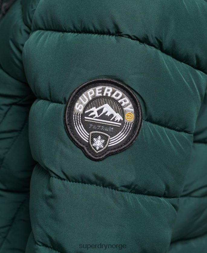 Superdry grønn klær 86P46D3636 pufferjakke med hette i fuskepels kvinner
