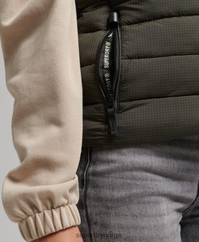 Superdry grønn klær 86P46D3639 klassisk polstret vest med hette kvinner