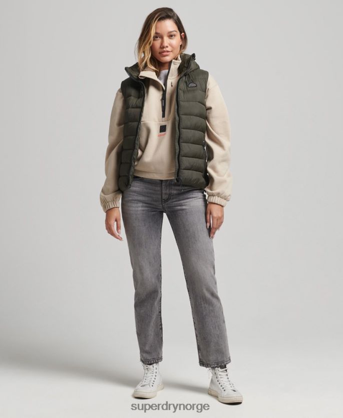 Superdry grønn klær 86P46D3639 klassisk polstret vest med hette kvinner