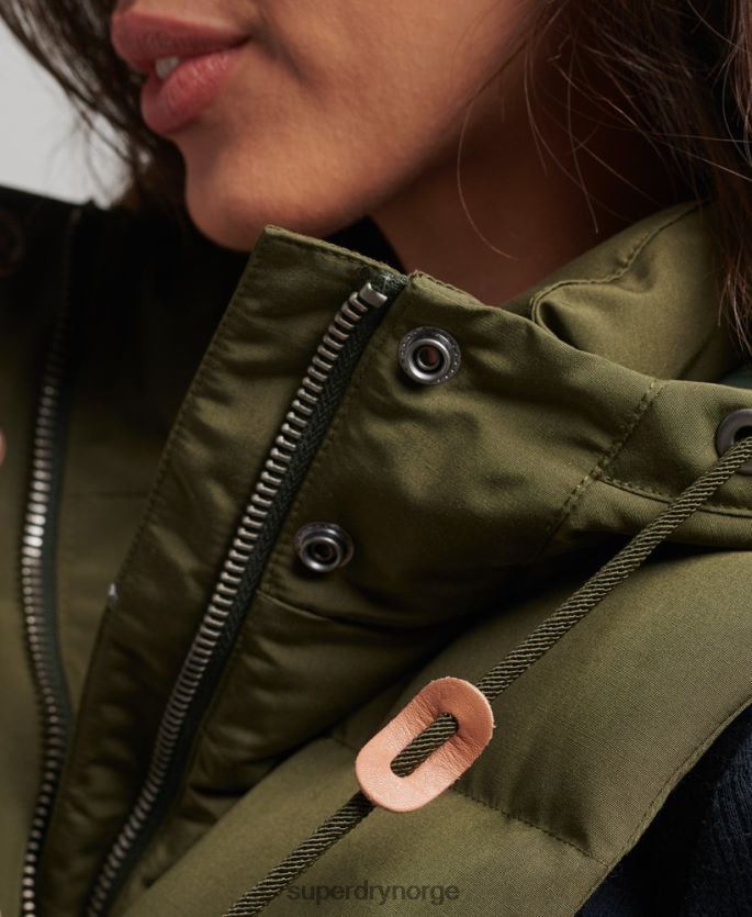 Superdry grønn klær 86P46D3666 everest hette puffer gilet kvinner