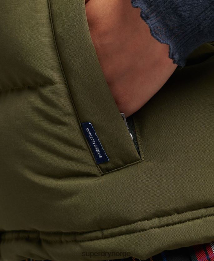 Superdry grønn klær 86P46D3666 everest hette puffer gilet kvinner