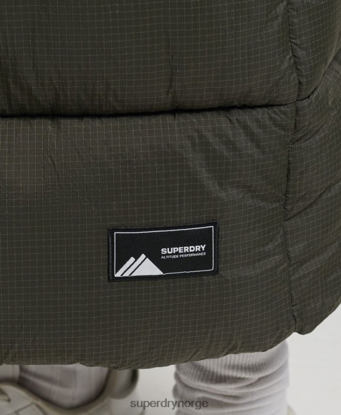 Superdry grønn klær 86P46D3675 hette ripstop langline-gilet kvinner
