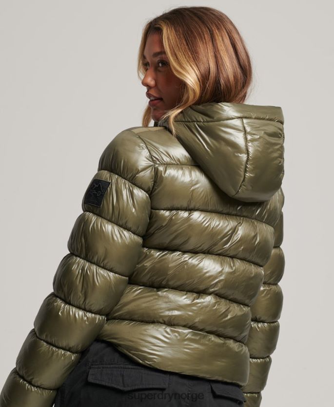 Superdry grønn klær 86P46D3691 shine sportsjakke med hette kvinner