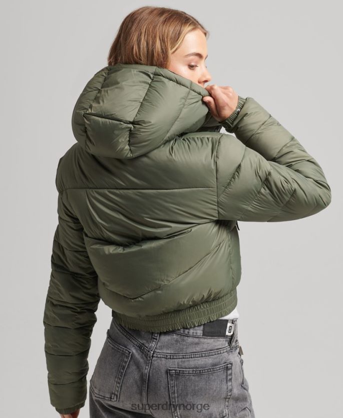 Superdry grønn klær 86P46D3731 fuji cropped hettejakke kvinner