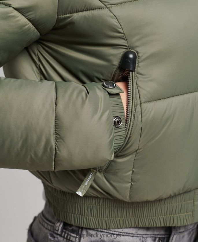 Superdry grønn klær 86P46D3731 fuji cropped hettejakke kvinner