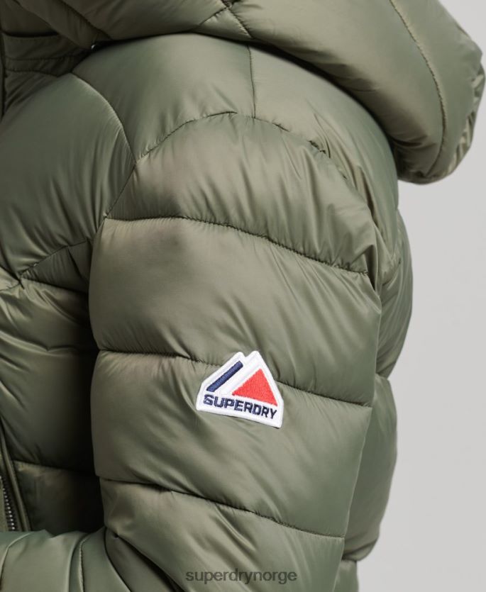 Superdry grønn klær 86P46D3731 fuji cropped hettejakke kvinner