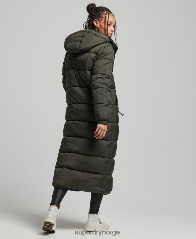 Superdry grønn klær 86P46D3755 ripstop longline pufferjakke kvinner