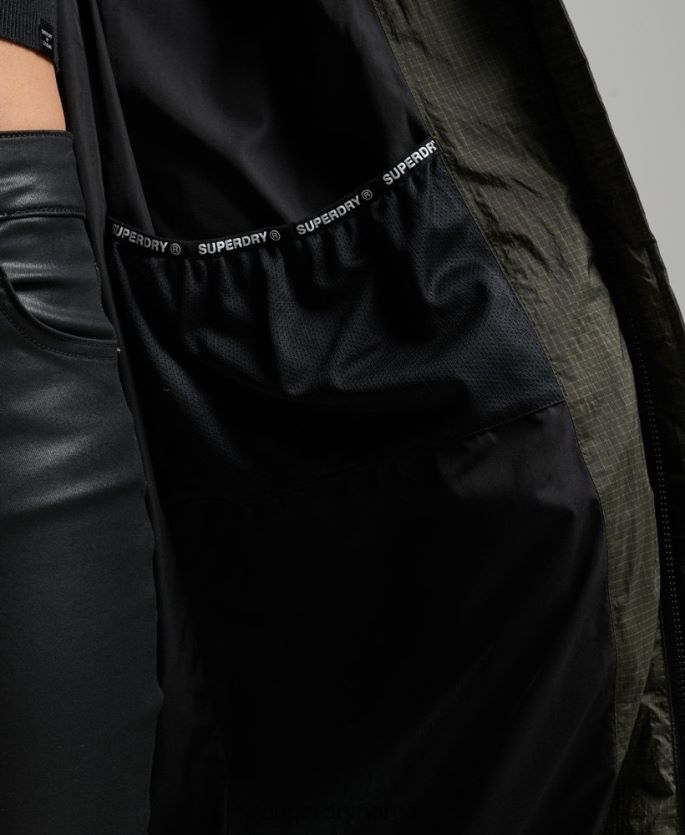 Superdry grønn klær 86P46D3755 ripstop longline pufferjakke kvinner