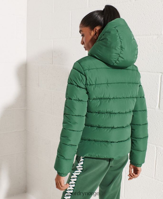 Superdry grønn klær 86P46D3801 pufferjakke for sport med hette kvinner