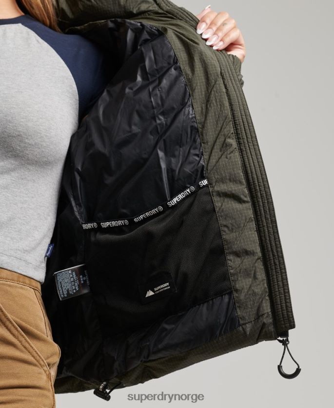 Superdry grønn klær 86P46D5437 klassisk pufferjakke med logo kvinner