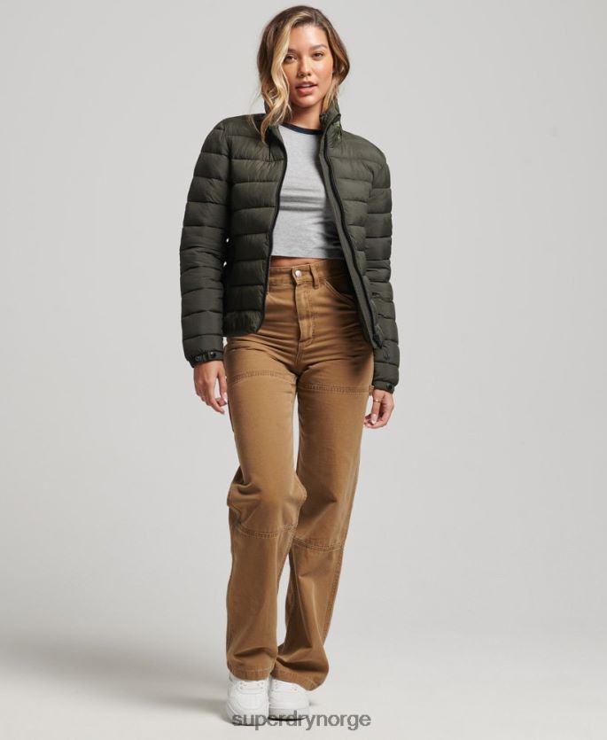 Superdry grønn klær 86P46D5437 klassisk pufferjakke med logo kvinner
