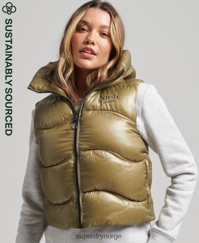 Superdry grønn klær 86P46D5461 shine quilt cropped polstret gilet kvinner