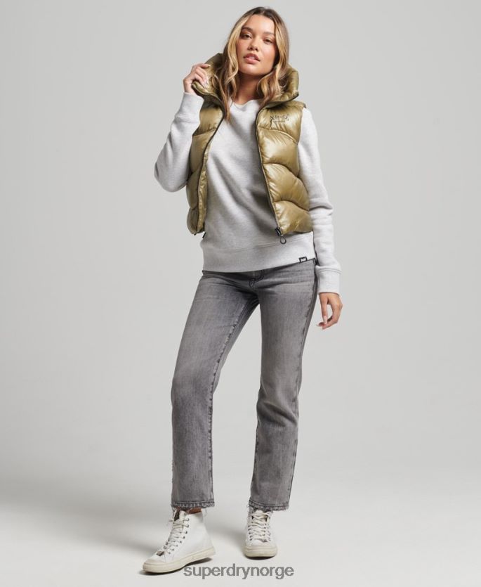 Superdry grønn klær 86P46D5461 shine quilt cropped polstret gilet kvinner