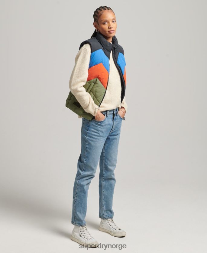 Superdry grønn klær 86P46D5472 retro panel puffer gilet kvinner