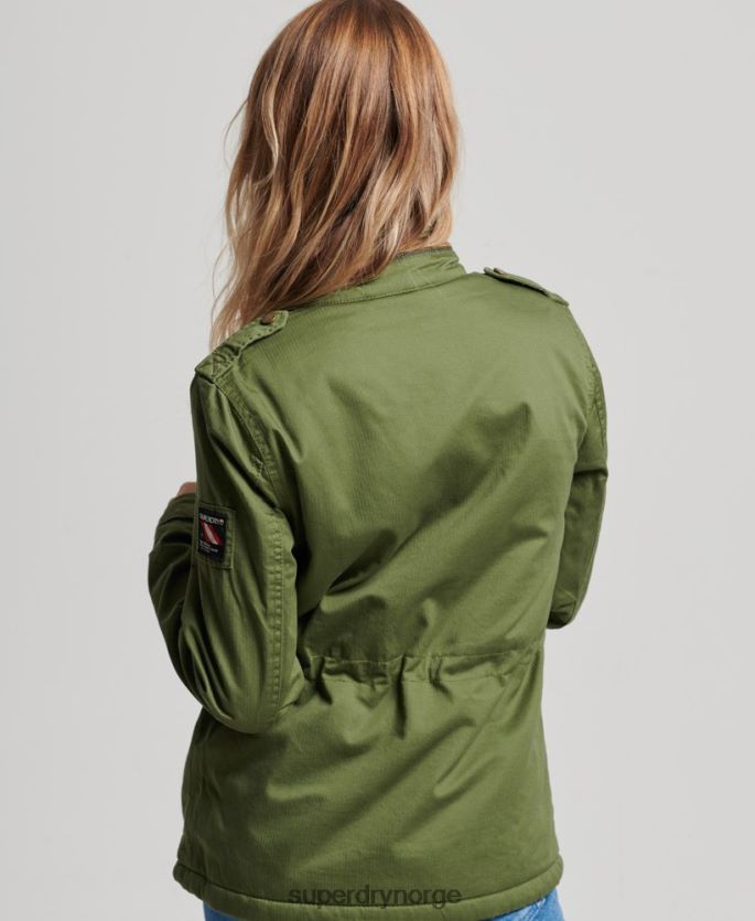Superdry grønn klær 86P46D5588 klassisk rookie borg jakke kvinner
