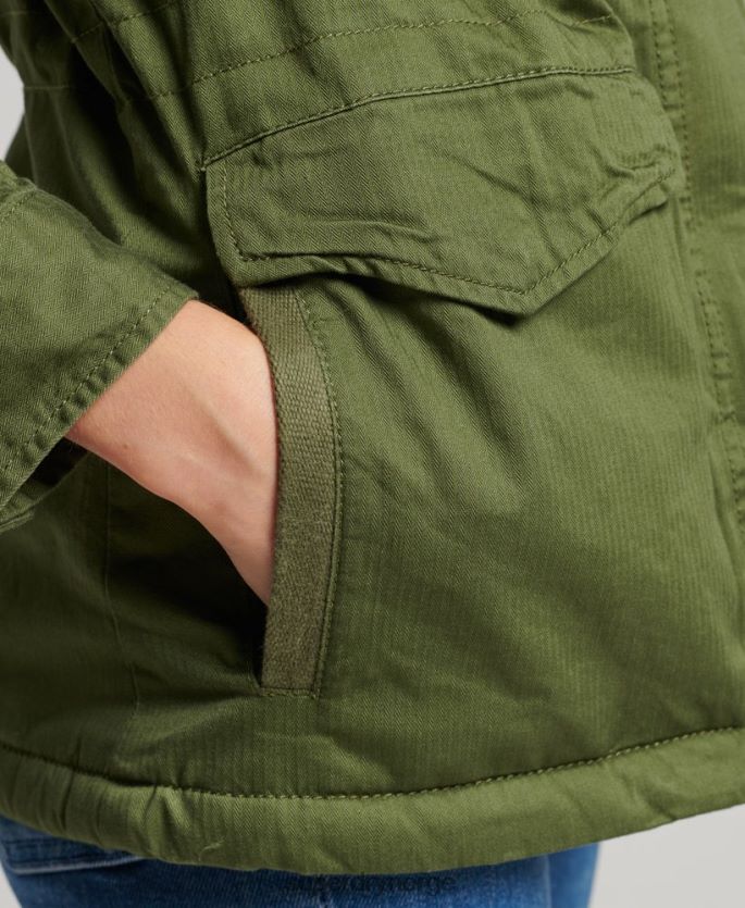 Superdry grønn klær 86P46D5588 klassisk rookie borg jakke kvinner