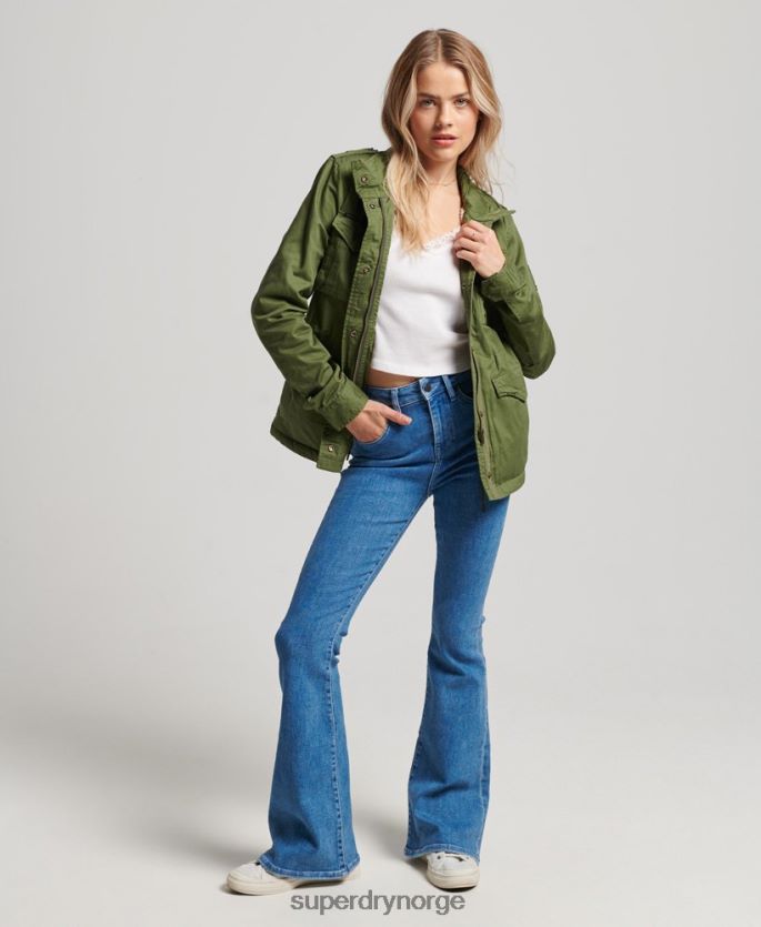 Superdry grønn klær 86P46D5588 klassisk rookie borg jakke kvinner