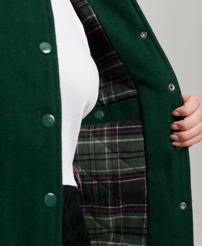 Superdry grønn klær 86P46D5593 varsity lappet bomberjakke kvinner