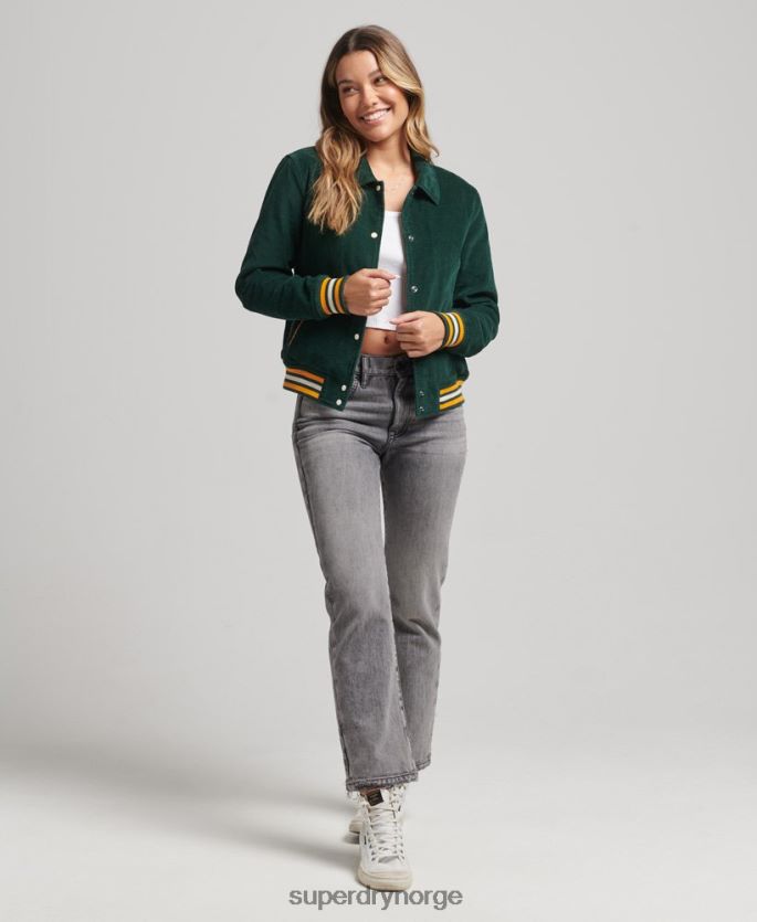 Superdry grønn klær 86P46D5618 cord coach bomberjakke kvinner