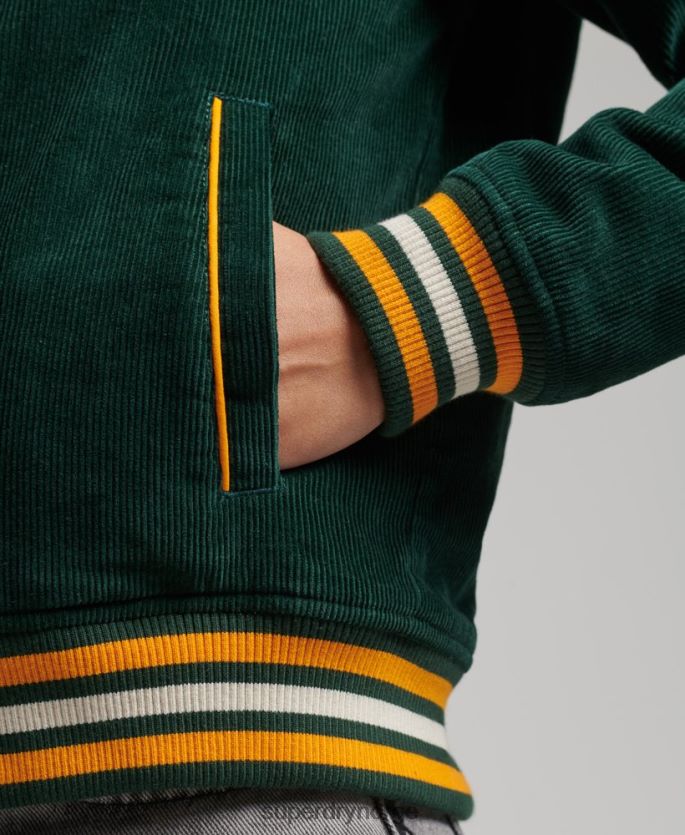 Superdry grønn klær 86P46D5618 cord coach bomberjakke kvinner