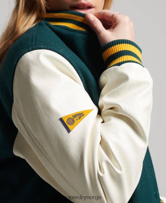 Superdry grønn klær 86P46D5636 college varsity bomberjakke kvinner