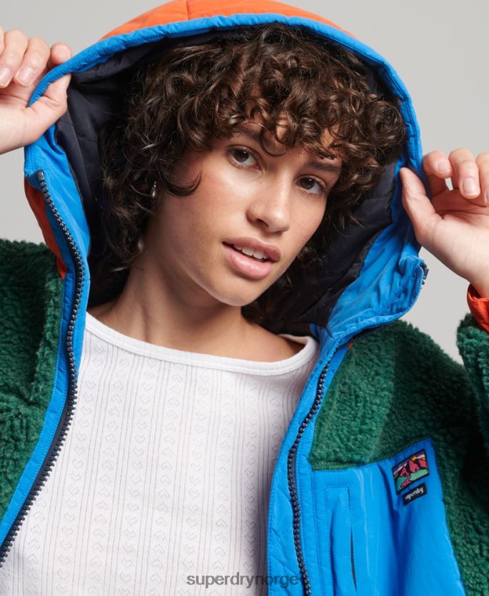 Superdry grønn klær 86P46D5658 sherpajakke med hette kvinner