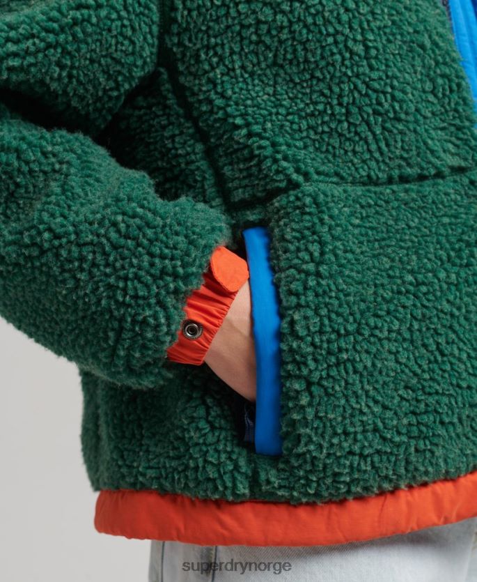 Superdry grønn klær 86P46D5658 sherpajakke med hette kvinner