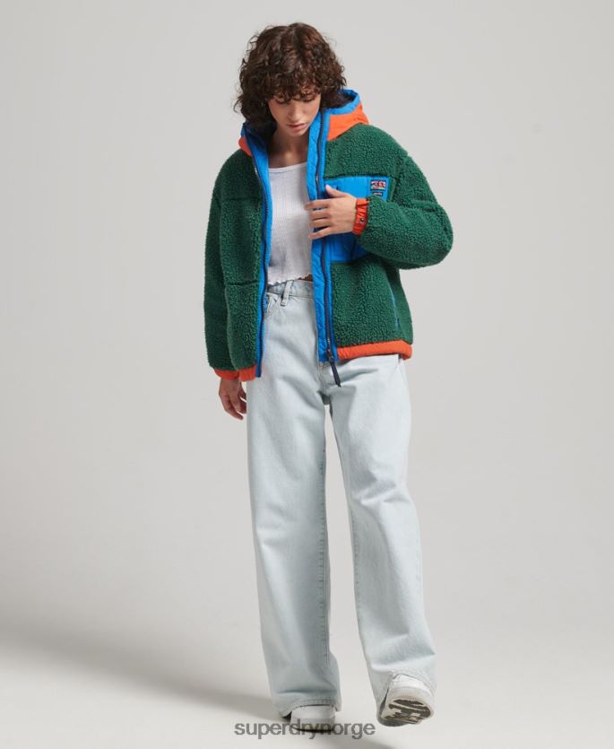 Superdry grønn klær 86P46D5658 sherpajakke med hette kvinner