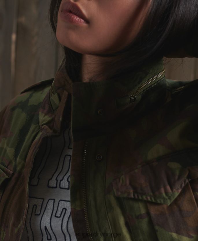 Superdry grønn klær 86P46D5684 klassisk rookie borg jakke kvinner