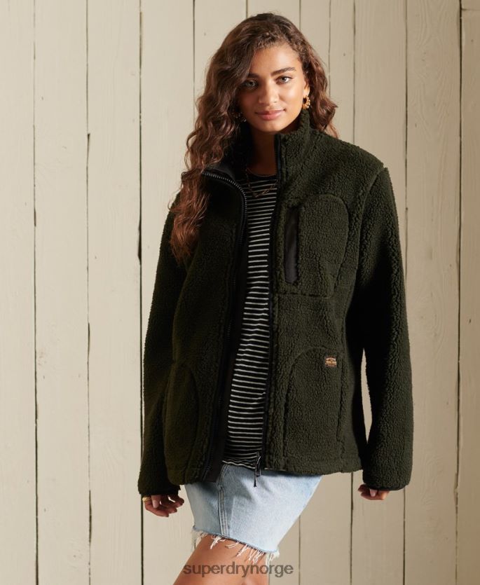 Superdry grønn klær 86P46D5725 oversized sherpa-arbeidsjakke kvinner