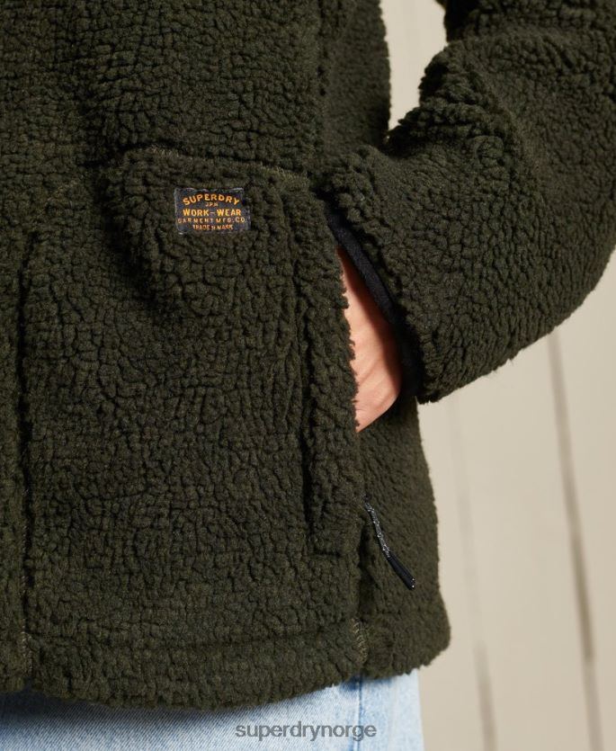Superdry grønn klær 86P46D5725 oversized sherpa-arbeidsjakke kvinner