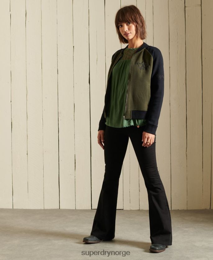 Superdry grønn klær 86P46D5827 crossing lines jersey bomberjakke kvinner