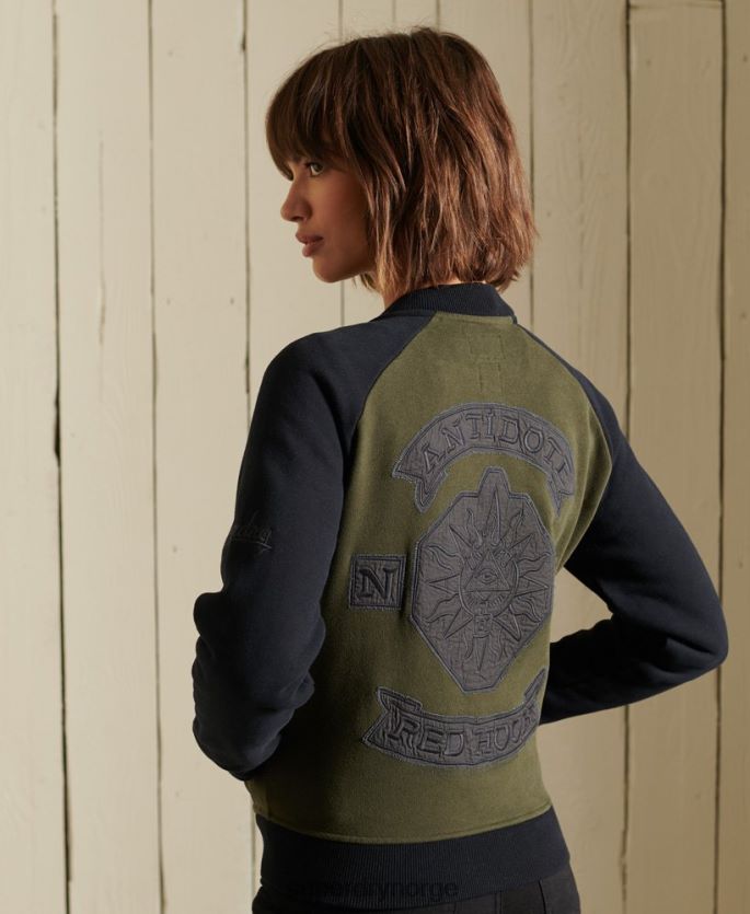 Superdry grønn klær 86P46D5827 crossing lines jersey bomberjakke kvinner