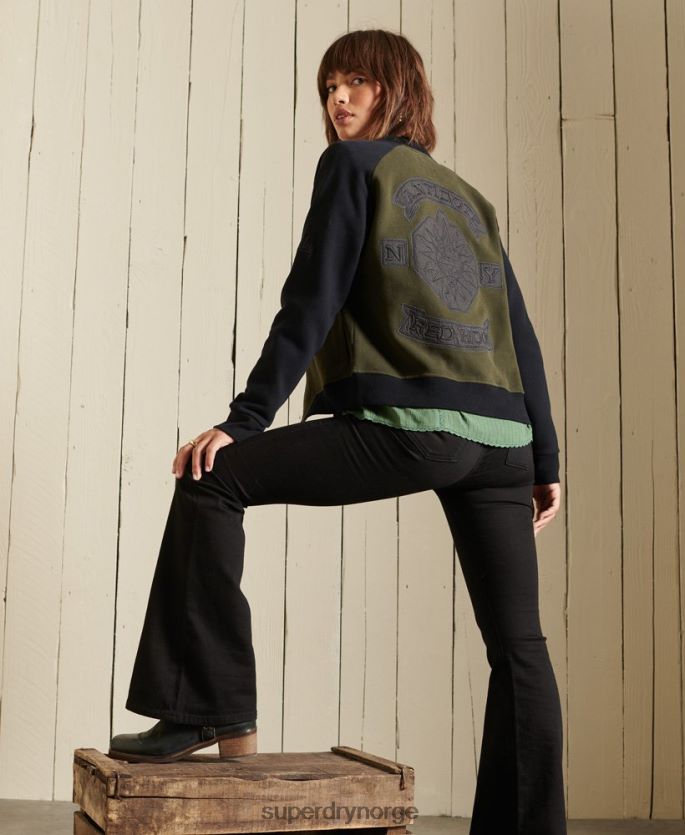 Superdry grønn klær 86P46D5827 crossing lines jersey bomberjakke kvinner