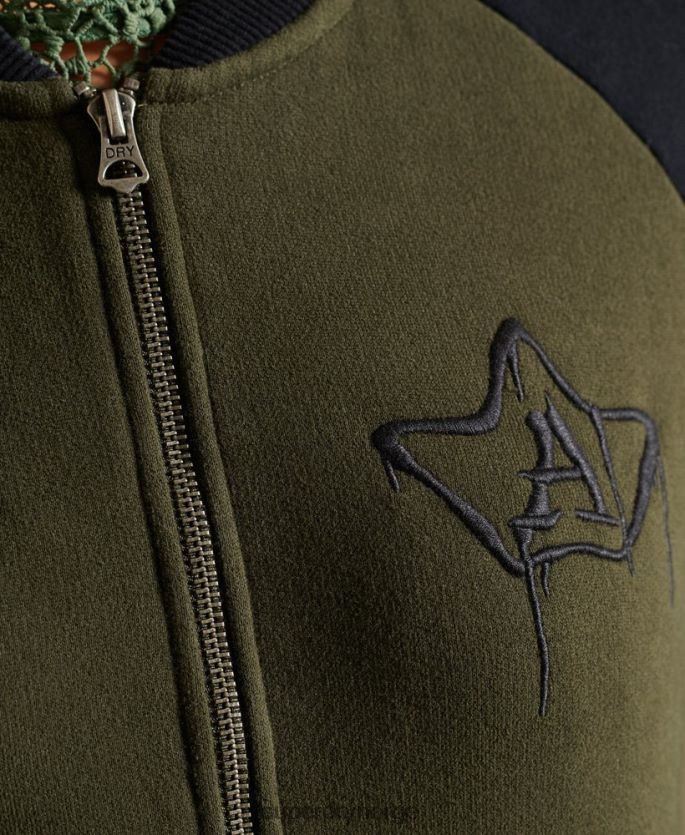 Superdry grønn klær 86P46D5827 crossing lines jersey bomberjakke kvinner
