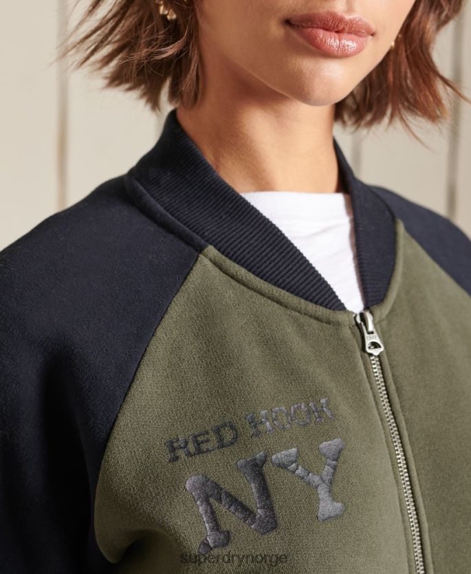 Superdry grønn klær 86P46D6040 vintage oversized jersey bomberjakker kvinner