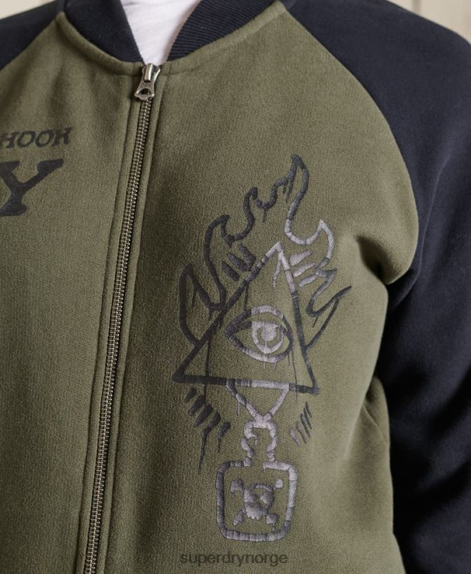 Superdry grønn klær 86P46D6040 vintage oversized jersey bomberjakker kvinner