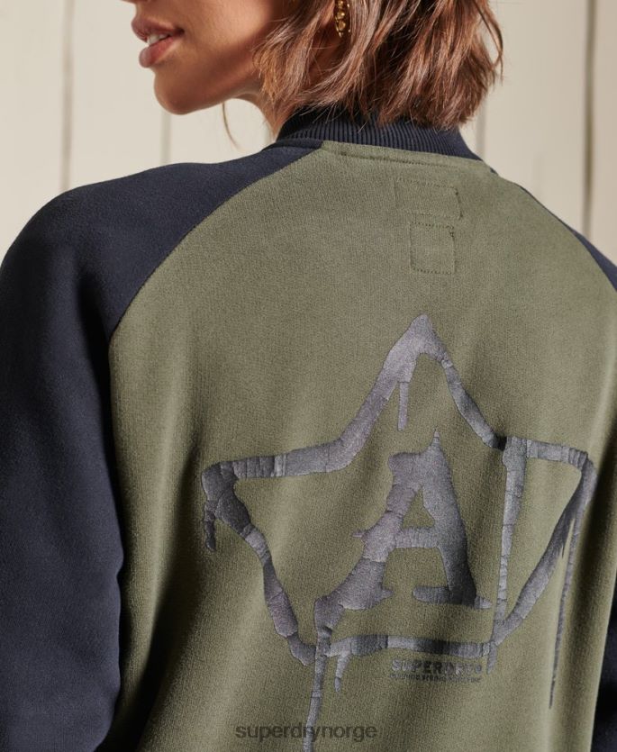 Superdry grønn klær 86P46D6040 vintage oversized jersey bomberjakker kvinner
