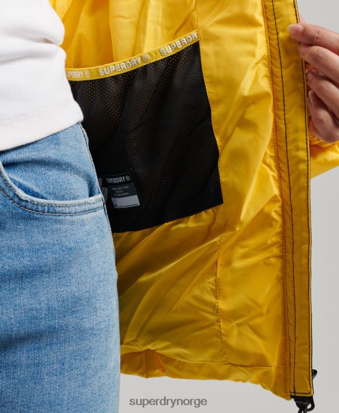 Superdry gul klær 86P46D3758 pufferjakke for sport med hette kvinner