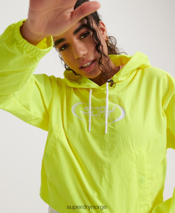 Superdry gul klær 86P46D3850 neon cropped overhead pakkejakke kvinner