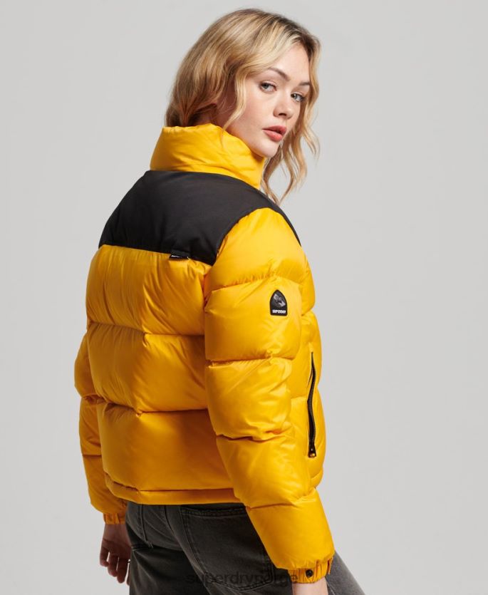 Superdry gul klær 86P46D5511 sportstyle kode pufferjakke kvinner